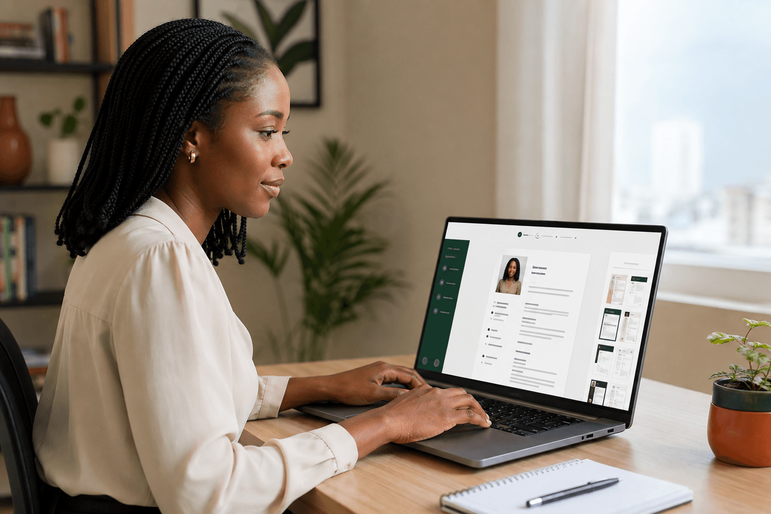 Une candidate crée son CV avec Avenlio